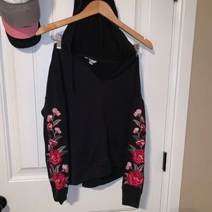 Rose embroidered American eagle hoodie